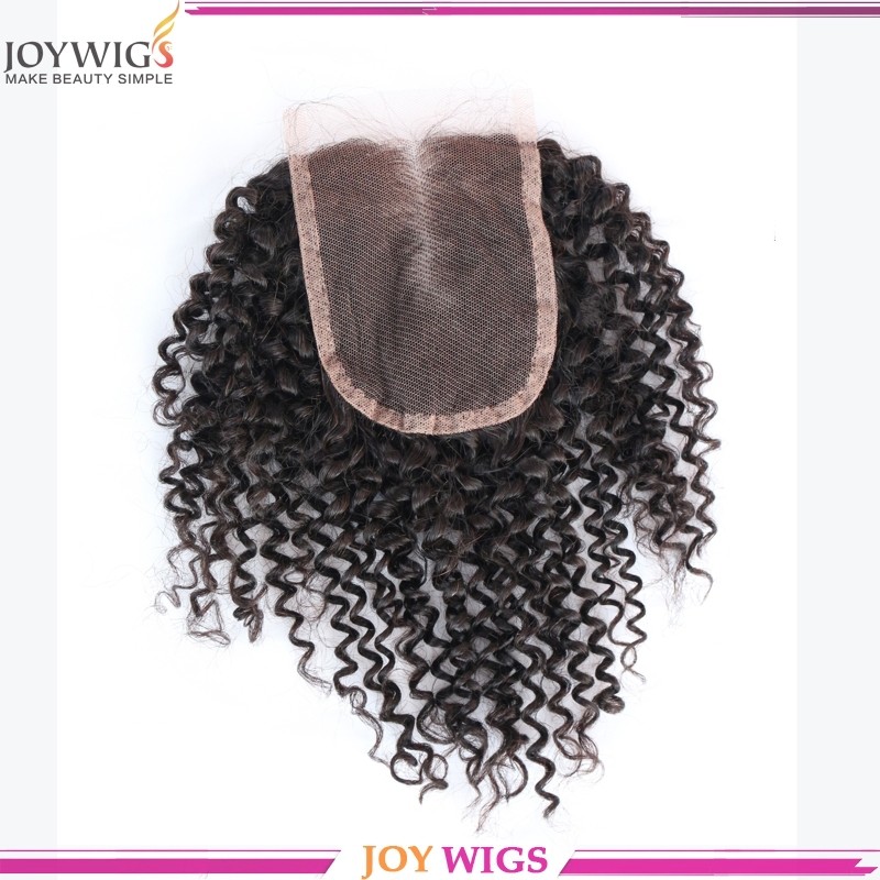 6A Mongolian Kinky Curly Lace Closure 3.5*4 Bleached Knots Virgin Human Hair Closure 3 Part Middle P