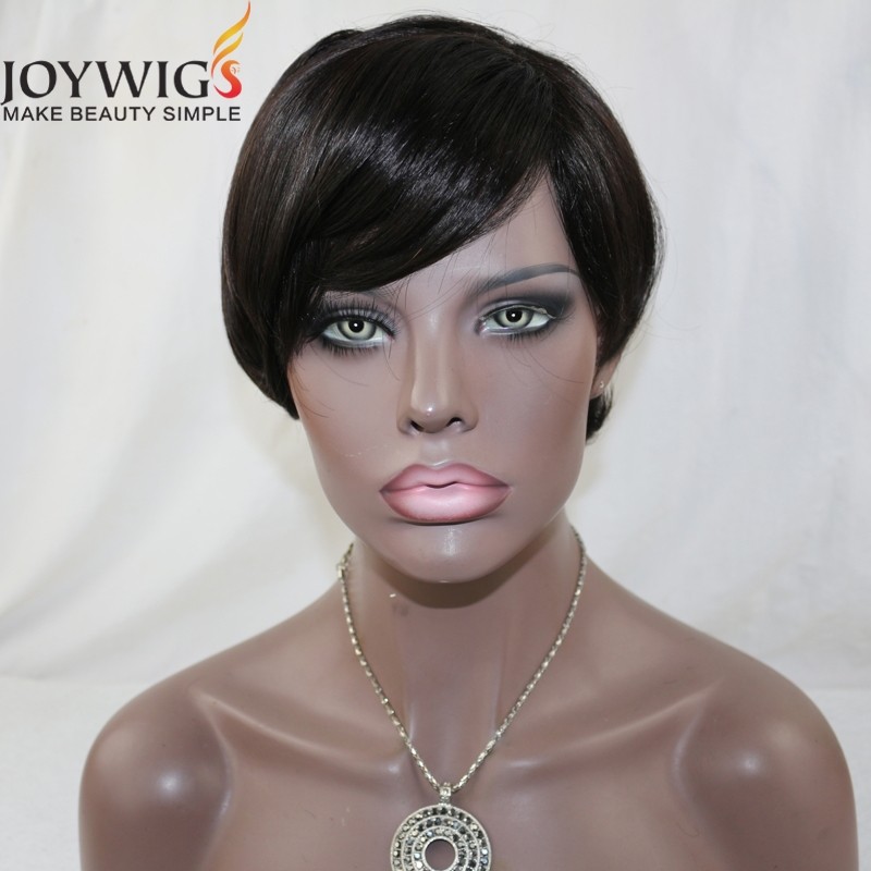Natural straight 100% human hair lace front 8short remy hair wig