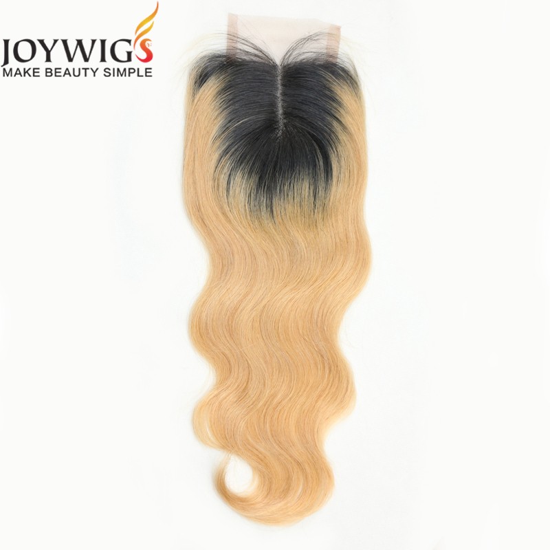 2016 Joywigs New Arrival 8A Grade Brazilian Human Hair Pretty Ombre Color Body Wave Lace Closure