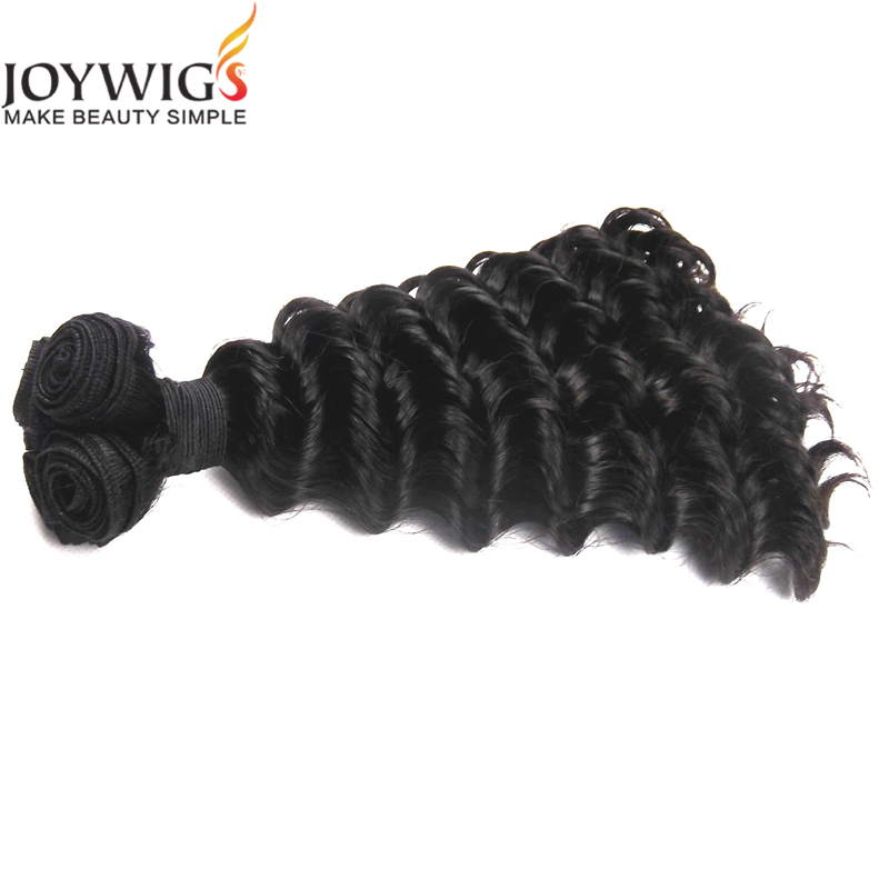 Fashionable Joywigs Natural Color Full Deep Wave Human Hair Weaving Unprocessed Indian Remy Hair Wea