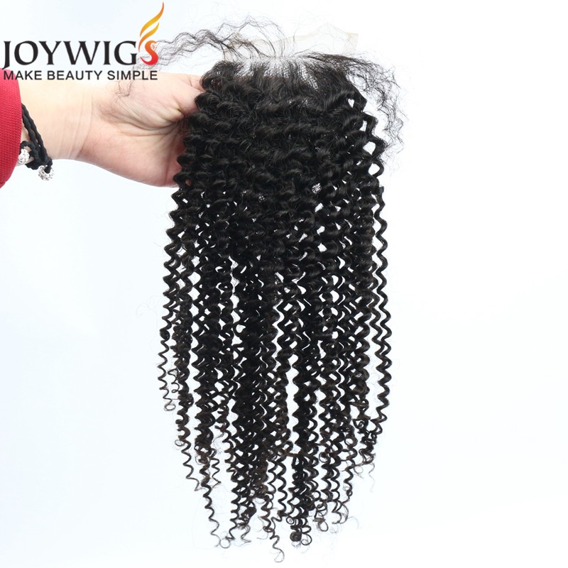 2016 Joywigs New Arrival 8A Grade Brazilian Human Hair Closures Natural Color Deep Curl Virgin Hair 