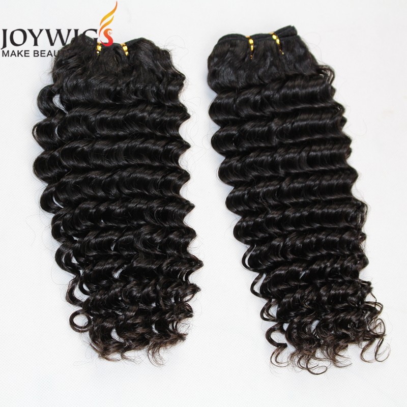 Fashionable Joywigs Deep Wave Human Hair Weaving Unprocessed Brazilian Virgin Hair High Density Wave