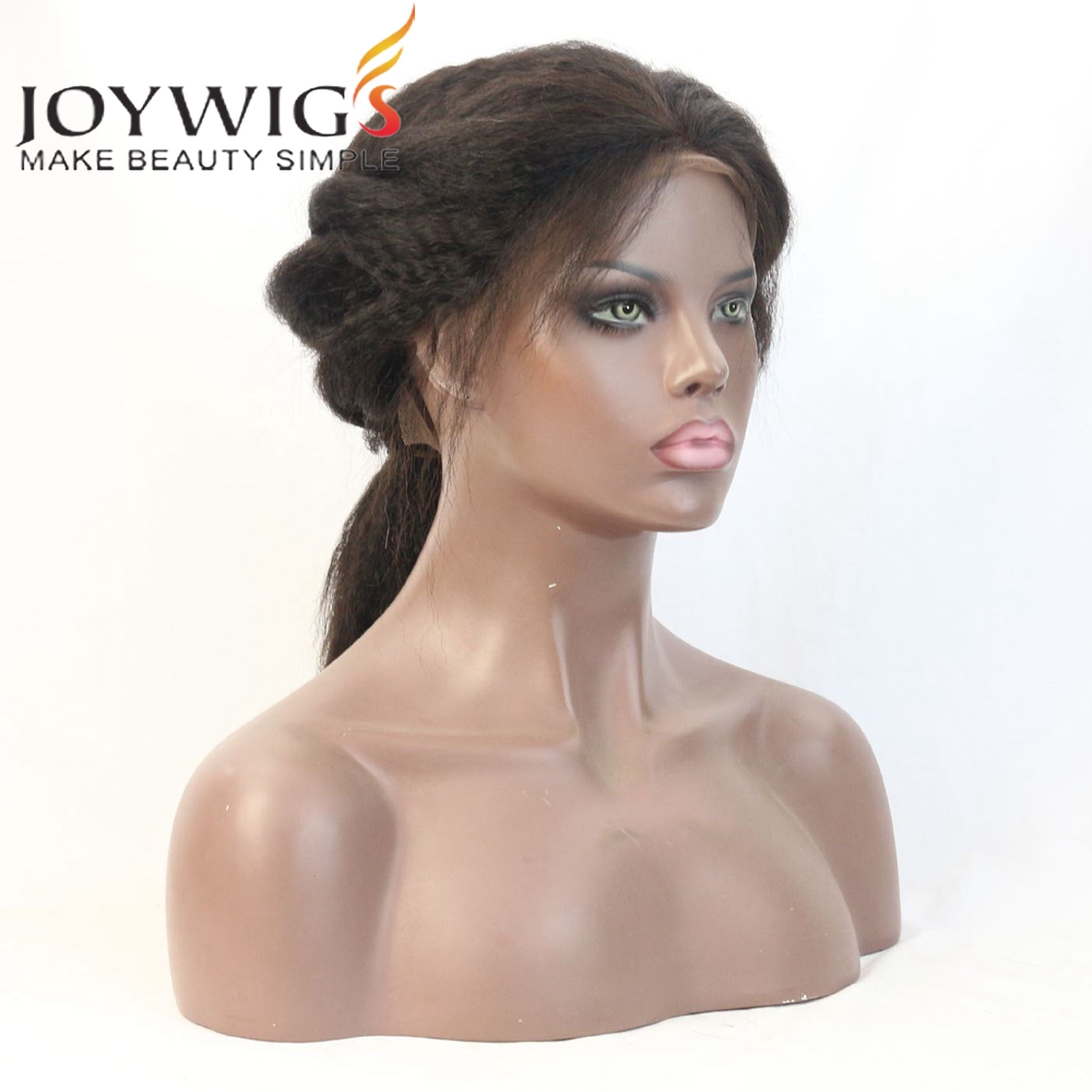 Joywigs Short Italian Yaki Kinky Straight Human Hair Wig Indian Remy Lace Front wig