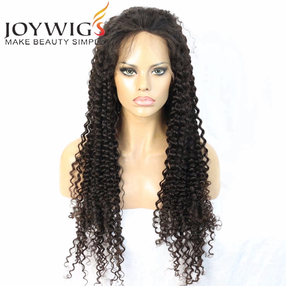 26 150% Jerry Curly Malaysian Virgin Human Hair Front Lace Wig