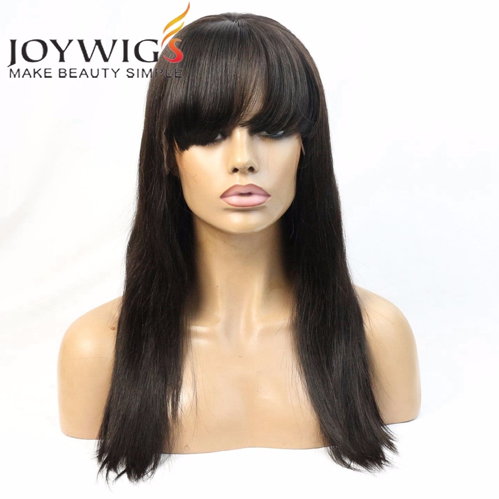 2016 Instock 18 Full Lace Wig With Bang 6A Virgin Remy Braizlian Hair Wig