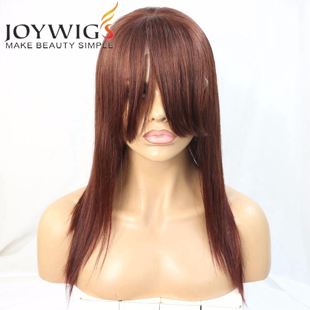 Color #300 Customized Full Lace Wig With Bang Virgin European Hair Wig