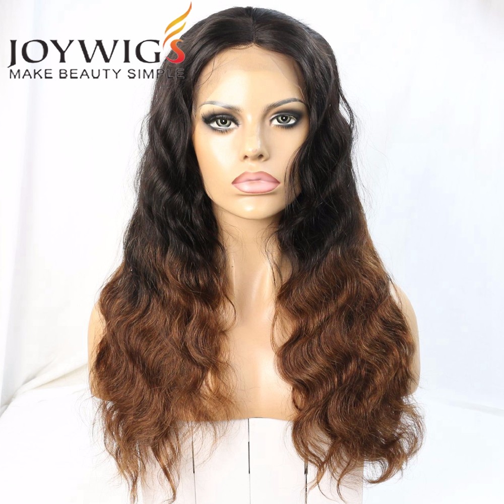 Middle Part Ombre 1b/4 body wave human hair full lace wig