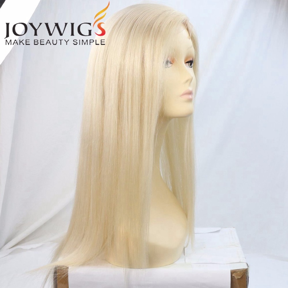 Customized European Hair 16 blonde color Silk top full lace wig with PU around